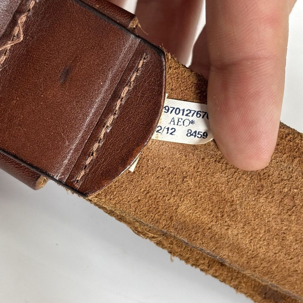 VTG American Eagle Outfitters Braided Leather Belt Cognac Brown Brass Buckle 34" - Picture 5 of 16